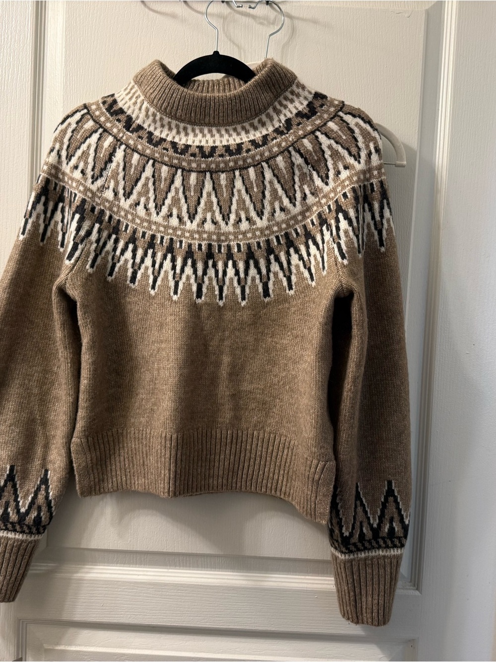 H&M Tan and Cream Fair Isle Turtleneck Sweater
